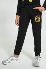 Load image into Gallery viewer, Redtag-Black-Jogpant-With-Print-Joggers-Boys-2 to 8 Years