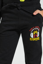 Load image into Gallery viewer, Redtag-Black-Jogpant-With-Print-Joggers-Boys-2 to 8 Years