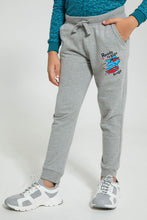 Load image into Gallery viewer, Redtag-Grey-Marl-Jogpant-With-Print-Joggers-Boys-2 to 8 Years
