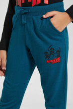 Load image into Gallery viewer, Redtag-Green-Marl-Jogpant-With-Print-Joggers-Boys-2 to 8 Years