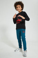 Load image into Gallery viewer, Redtag-Green-Marl-Jogpant-With-Print-Joggers-Boys-2 to 8 Years