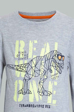 تنزيل الصورة على معرض الصور، Redtag-Grey-Dinosaur-Long-Sleeve-T-Shirt-And-Long-Pant-Pyjamas-Pyjama-Sets-Boys-2 to 8 Years