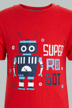 تنزيل الصورة على معرض الصور، Redtag-Red-Robot-Print-Short-Sleeve-T-Shirt-And-Long-Pant-Pyjamas-Pyjama-Sets-Boys-2 to 8 Years