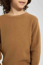 تنزيل الصورة على معرض الصور، Redtag-Brown-Crew-Neck-Pullover-Pullovers-Boys-2 to 8 Years