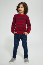 تنزيل الصورة على معرض الصور، Redtag-Red-Striped--Crew-Neck-Pullover-Pullovers-Boys-2 to 8 Years