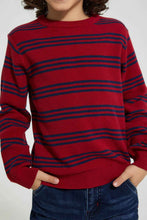 تنزيل الصورة على معرض الصور، Redtag-Red-Striped--Crew-Neck-Pullover-Pullovers-Boys-2 to 8 Years