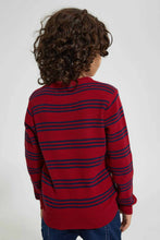 تنزيل الصورة على معرض الصور، Redtag-Red-Striped--Crew-Neck-Pullover-Pullovers-Boys-2 to 8 Years