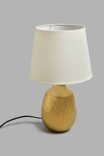 تنزيل الصورة على معرض الصور، Redtag-Gold-Ceramic-Embossed-Base-Table-Lamp-Table-Lamps-Home-Decor-