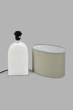 Load image into Gallery viewer, Redtag-White-Ceramic-Ribbed-Base-Table-Lamp-Colour:White,-Filter:Home-Decor,-HMW-HOM-Table-Lamps,-New-In,-New-In-HMW-HOM,-Non-Sale,-S22A,-Section:Homewares-Home-Decor-