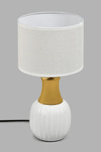 Load image into Gallery viewer, Redtag-White-Ceramic-And-Gold-Neck-Table-Lamp-Colour:Gold,-Colour:White,-Filter:Home-Decor,-HMW-HOM-Table-Lamps,-New-In,-New-In-HMW-HOM,-Non-Sale,-S22A,-Section:Homewares-Home-Decor-