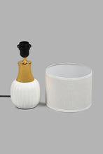 Load image into Gallery viewer, Redtag-White-Ceramic-And-Gold-Neck-Table-Lamp-Colour:Gold,-Colour:White,-Filter:Home-Decor,-HMW-HOM-Table-Lamps,-New-In,-New-In-HMW-HOM,-Non-Sale,-S22A,-Section:Homewares-Home-Decor-
