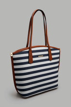 Load image into Gallery viewer, Redtag-Navy-And-White-Nautical-Stripe-Tote-Colour:Assorted,-Filter:Women's-Accessories,-New-In,-New-In-Women-ACC,-Non-Sale,-W21B,-Women-Handbags-Women-