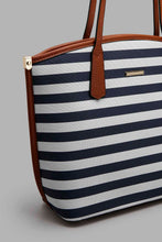 Load image into Gallery viewer, Redtag-Navy-And-White-Nautical-Stripe-Tote-Colour:Assorted,-Filter:Women's-Accessories,-New-In,-New-In-Women-ACC,-Non-Sale,-W21B,-Women-Handbags-Women-