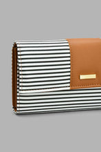 Load image into Gallery viewer, Redtag-White-And-Tan-Nautical-Stripe-Purse-Purses-Women-