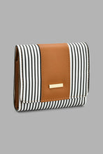 Load image into Gallery viewer, Redtag-White-And-Tan-Nautical-Stripe-Purse-Purses-Women-