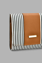 Load image into Gallery viewer, Redtag-White-And-Tan-Nautical-Stripe-Purse-Purses-Women-
