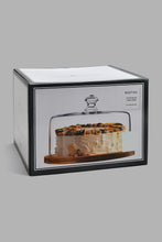 تنزيل الصورة على معرض الصور، Redtag-Clear-Glass-Cake-Dome-With-Wooden-Tray-Trays-Home-Dining-