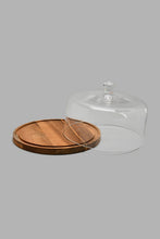 تنزيل الصورة على معرض الصور، Redtag-Clear-Glass-Cake-Dome-With-Wooden-Tray-Trays-Home-Dining-