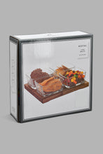 تنزيل الصورة على معرض الصور، Redtag-Clear-Glass-Square-Bowl-With-Wooden-Tray-(4-Piece)-Serving-Bowls-Home-Dining-