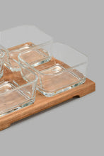 تنزيل الصورة على معرض الصور، Redtag-Clear-Glass-Square-Bowl-With-Wooden-Tray-(4-Piece)-Serving-Bowls-Home-Dining-