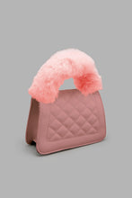 Load image into Gallery viewer, Redtag-Pink--Quilted--Fur-Embellished-Cross-Body-Bag-Colour:Pale-Pink,-Filter:Women's-Accessories,-New-In,-New-In-Women-ACC,-Non-Sale,-W21B,-Women-Handbags-Women-
