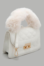 Load image into Gallery viewer, Redtag-White--Quilted--Fur-Embellished-Cross-Body-Bag-Colour:White,-Filter:Women's-Accessories,-New-In,-New-In-Women-ACC,-Non-Sale,-W21B,-Women-Handbags-Women-