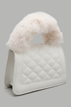 Load image into Gallery viewer, Redtag-White--Quilted--Fur-Embellished-Cross-Body-Bag-Colour:White,-Filter:Women's-Accessories,-New-In,-New-In-Women-ACC,-Non-Sale,-W21B,-Women-Handbags-Women-