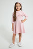 Redtag-Pink-High-Neck-Textured-Dress-Dresses-Girls-2 to 8 Years