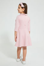 تنزيل الصورة على معرض الصور، Redtag-Pink-High-Neck-Textured-Dress-Dresses-Girls-2 to 8 Years