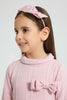 Redtag-Pink-High-Neck-Textured-Dress-Dresses-Girls-2 to 8 Years