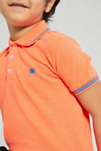 تنزيل الصورة على معرض الصور، Redtag-Orange-With-Blue-Tipping-Collar--Polo-Polo-Shirts-Boys-2 to 8 Years