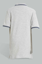 تنزيل الصورة على معرض الصور، Redtag-Grey-Marl-With-Navy-Tipping-Collar--Polo-Plain-Boys-2 to 8 Years
