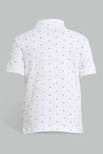 تنزيل الصورة على معرض الصور، Redtag-White-Aop-Stand-Collar-Polo-All-Over-Prints-Boys-2 to 8 Years