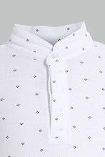 تنزيل الصورة على معرض الصور، Redtag-White-Aop-Stand-Collar-Polo-All-Over-Prints-Boys-2 to 8 Years