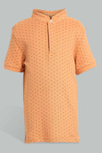 تنزيل الصورة على معرض الصور، Redtag-Orange-Aop-Stand-Collar-Polo-All-Over-Prints-Boys-2 to 8 Years