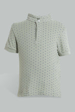 تنزيل الصورة على معرض الصور، Redtag-Mint-Aop-Stand-Collar-Polo-All-Over-Prints-Boys-2 to 8 Years