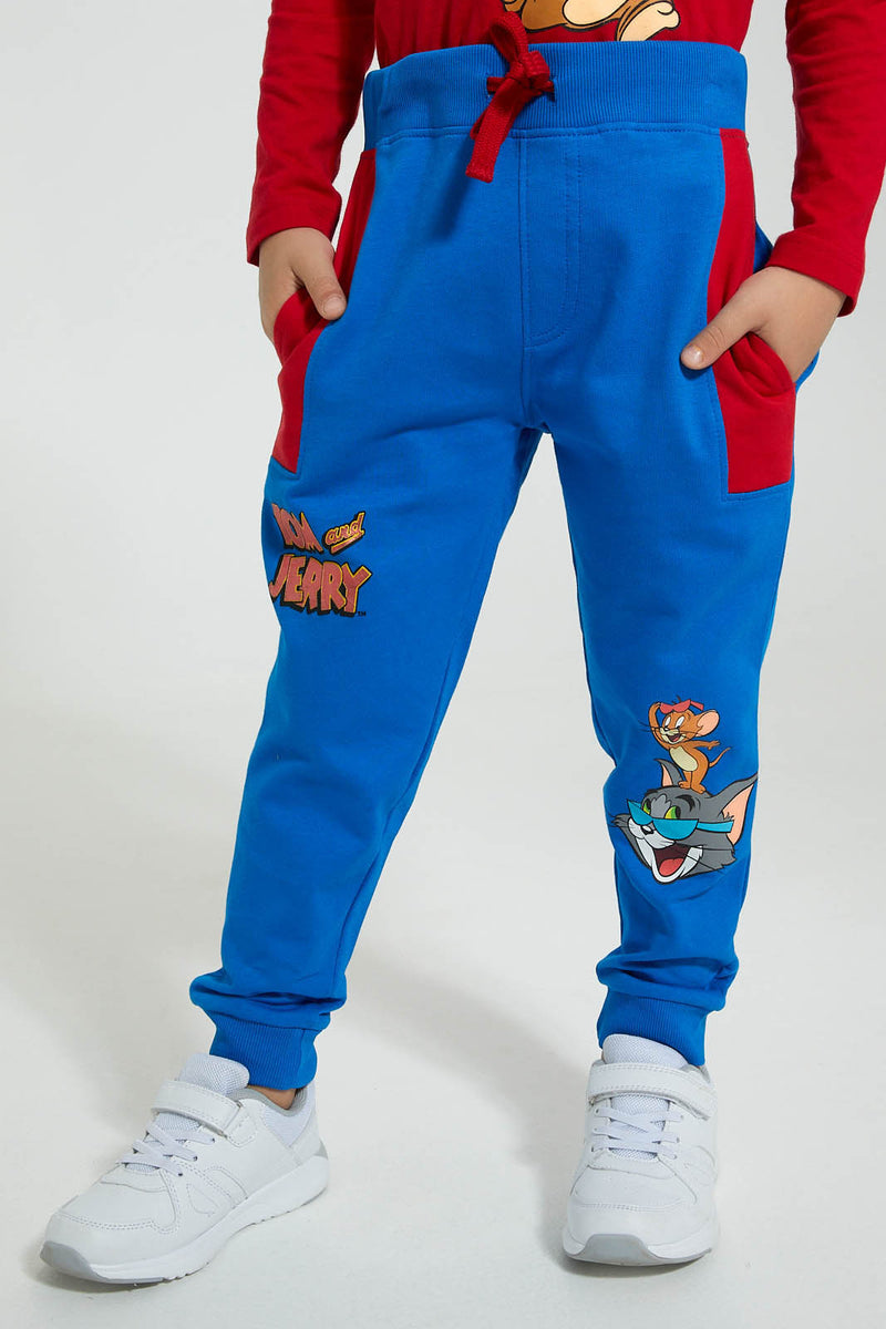 Redtag-Blue-Tom-&-Jerry-Jog-Pant-Joggers-Boys-2 to 8 Years