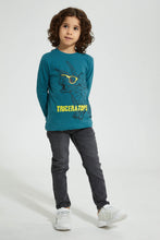 تنزيل الصورة على معرض الصور، Redtag-Blue-Triceratops-Print-Long-Sleeve-Tshirt-Long-Sleeves-Boys-2 to 8 Years