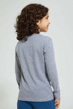 تنزيل الصورة على معرض الصور، Redtag-Grey-Marl-Power-Up-Print-Long-Sleeve-Tshirt-Long-Sleeves-Boys-2 to 8 Years