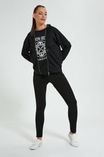 Load image into Gallery viewer, Redtag-Black-Long-Length--Sweatshirt-With-Zippers-Celebrity-Sweatshirts,-Colour:Black,-Filter:Women's-Clothing,-New-In,-New-In-LDC,-Non-Sale,-S22A,-Section:Women-Women's-