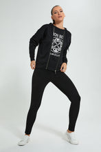 Load image into Gallery viewer, Redtag-Black-Long-Length--Sweatshirt-With-Zippers-Celebrity-Sweatshirts,-Colour:Black,-Filter:Women's-Clothing,-New-In,-New-In-LDC,-Non-Sale,-S22A,-Section:Women-Women's-