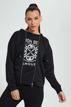 Load image into Gallery viewer, Redtag-Black-Long-Length--Sweatshirt-With-Zippers-Celebrity-Sweatshirts,-Colour:Black,-Filter:Women's-Clothing,-New-In,-New-In-LDC,-Non-Sale,-S22A,-Section:Women-Women's-