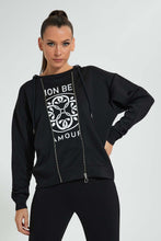 Load image into Gallery viewer, Redtag-Black-Long-Length--Sweatshirt-With-Zippers-Celebrity-Sweatshirts,-Colour:Black,-Filter:Women's-Clothing,-New-In,-New-In-LDC,-Non-Sale,-S22A,-Section:Women-Women's-