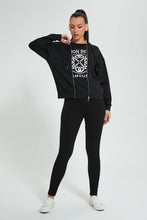 Load image into Gallery viewer, Redtag-Black-Long-Length--Sweatshirt-With-Zippers-Celebrity-Sweatshirts,-Colour:Black,-Filter:Women's-Clothing,-New-In,-New-In-LDC,-Non-Sale,-S22A,-Section:Women-Women's-