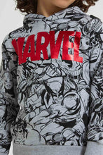 تنزيل الصورة على معرض الصور، Redtag-Grey-Marvel-Printed-Hooded-Sweatshirt-Sweatshirts-Boys-2 to 8 Years
