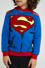 تنزيل الصورة على معرض الصور، Redtag-Blue-Superman-Hooded-Sweatshirt-Sweatshirts-Boys-2 to 8 Years