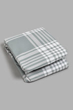 Load image into Gallery viewer, Redtag-Grey-Check-Printed-Fitted-Sheet-(Single-Size)-Fitted-Sheets-Home-Bedroom-