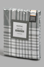 Load image into Gallery viewer, Redtag-Grey-Check-Printed-Fitted-Sheet-(Single-Size)-Fitted-Sheets-Home-Bedroom-