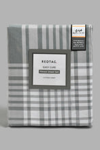 Load image into Gallery viewer, Redtag-Grey-Check-Printed-Fitted-Sheet-(Single-Size)-Fitted-Sheets-Home-Bedroom-