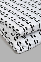 تنزيل الصورة على معرض الصور، Redtag-White/Black-Stripe-Printed-Fitted-Sheet-(Single-Size)-Fitted-Sheets-Home-Bedroom-